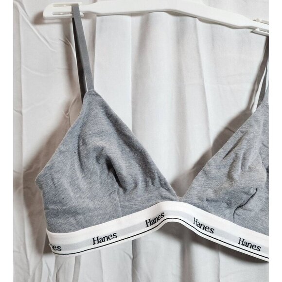 NWOT Hanes Women's Gray Wireless Unlined Bra Adjustable Straps Size L - Picture 2 of 4